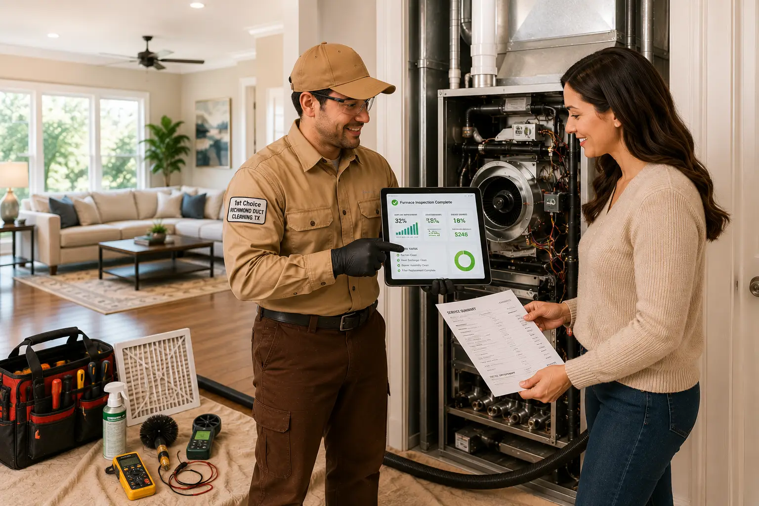 Affordable furnace cleaning service inspection in Richmond TX