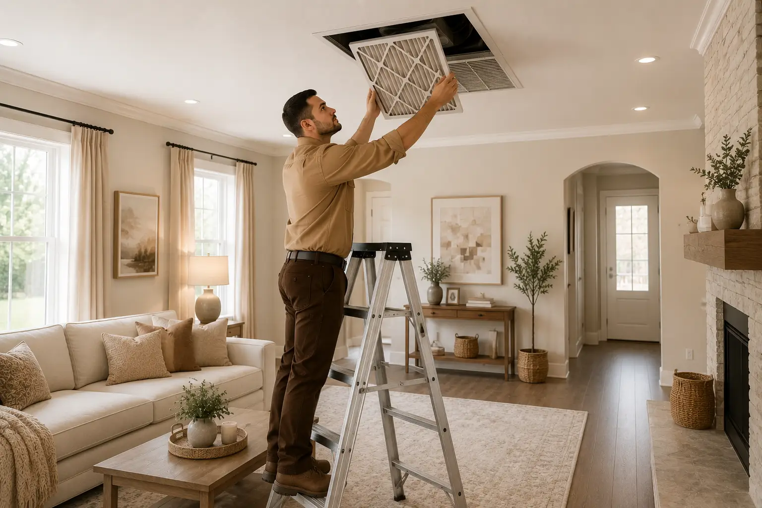 Professional air filter replacement service improving HVAC airflow in Richmond TX