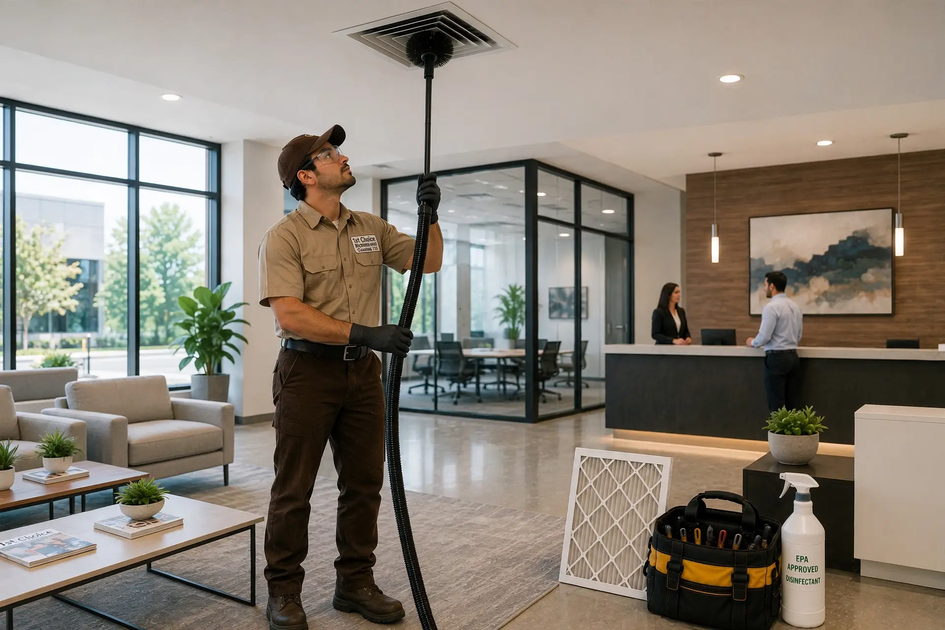 Air vent cleaning technician restoring HVAC airflow efficiency in Richmond TX