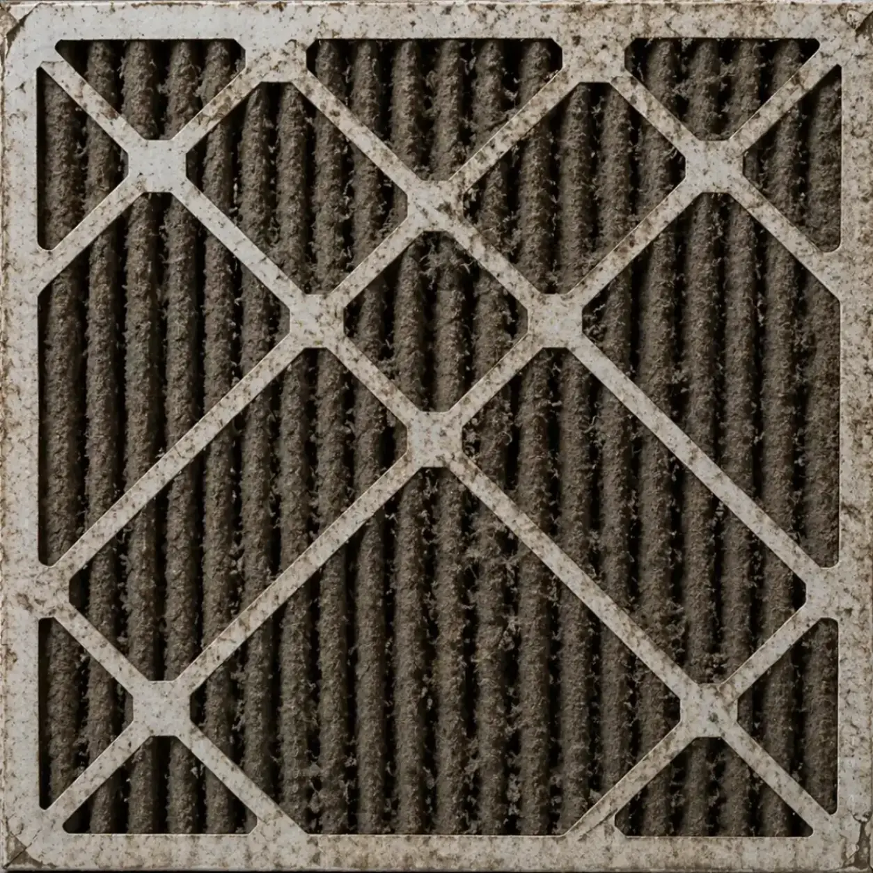 Dirty HVAC air filter before replacement in Richmond TX home