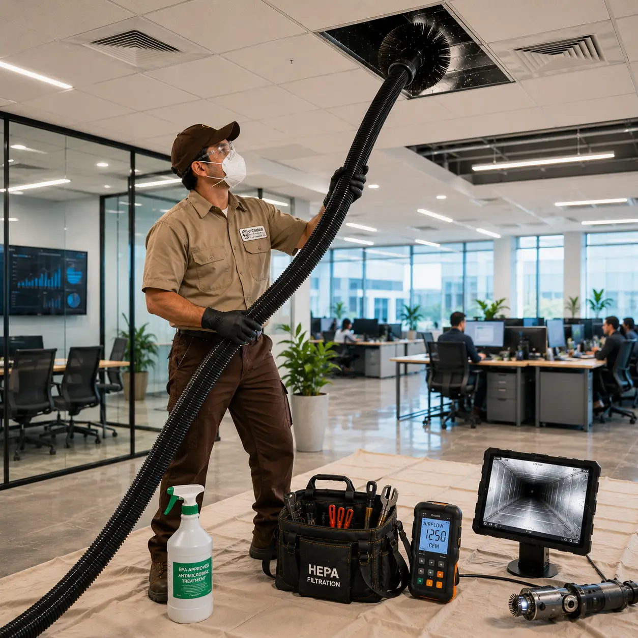 Commercial HVAC contaminants removed during professional duct cleaning in Richmond TX