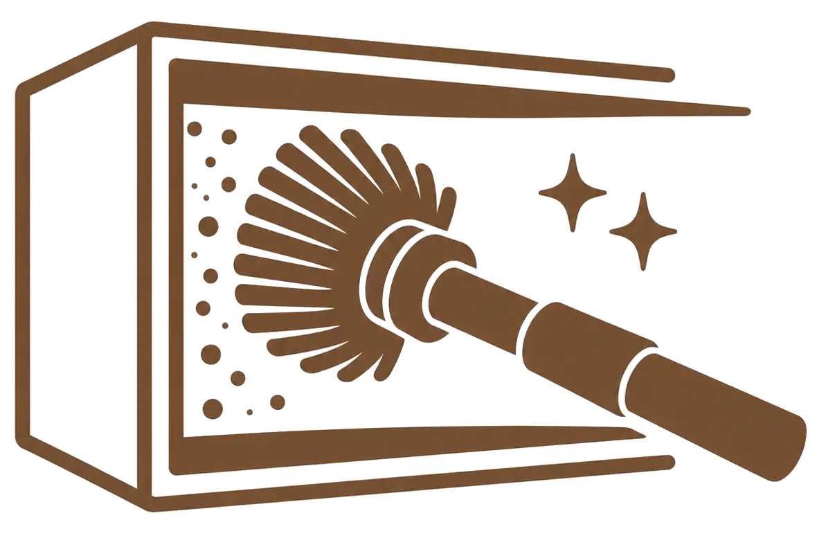 Deep brush cleaning icon for air duct dust and pollen removal