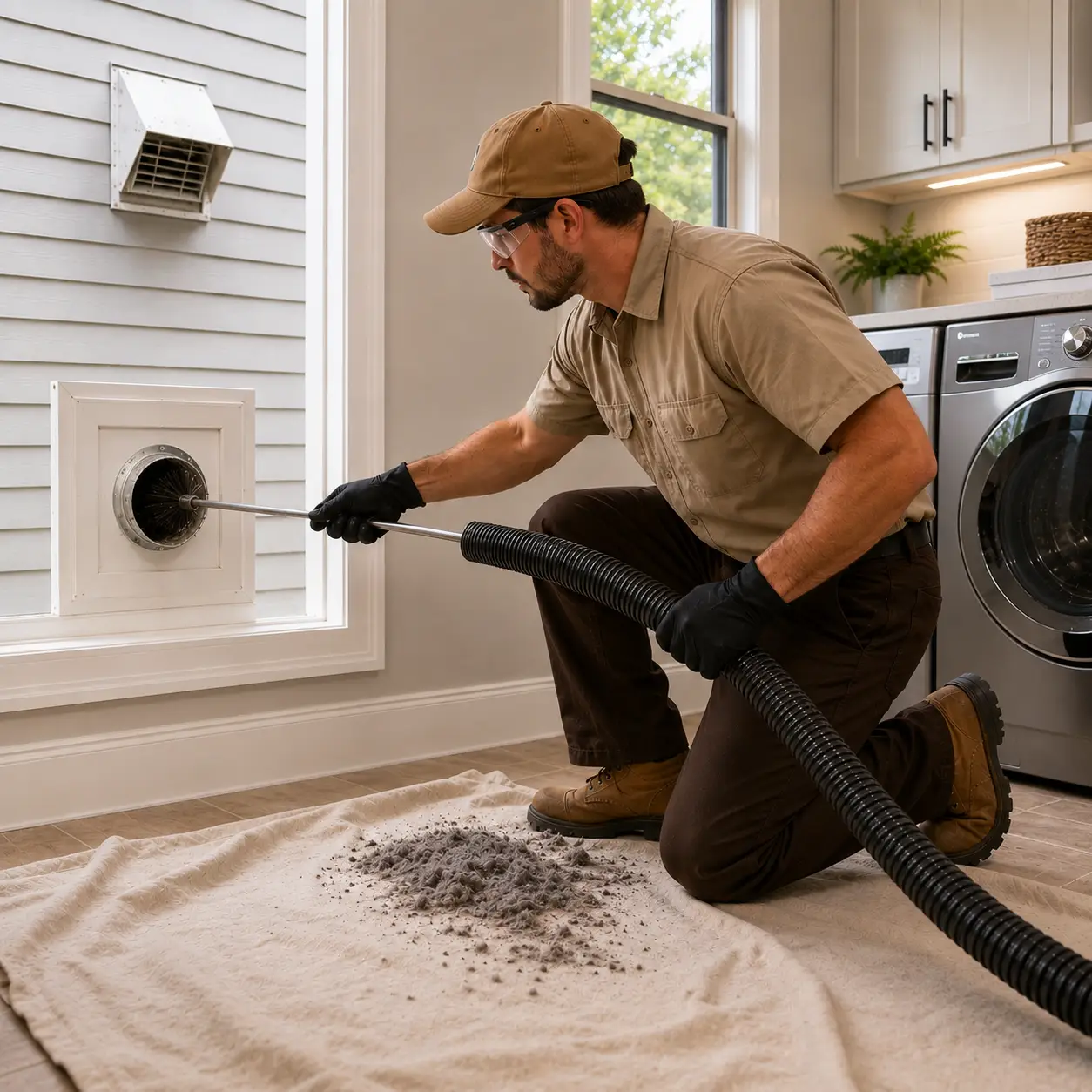 Dryer vent lint removal service for fire prevention in Richmond TX