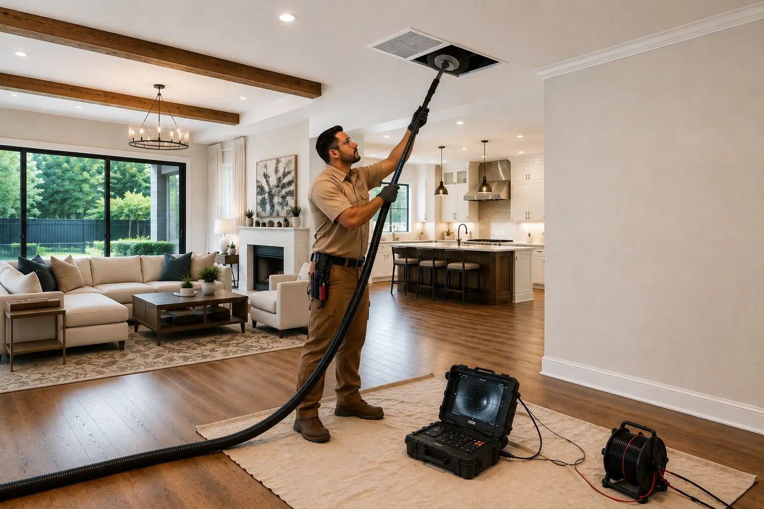 Professional air duct cleaning technician improving indoor air quality in Richmond TX