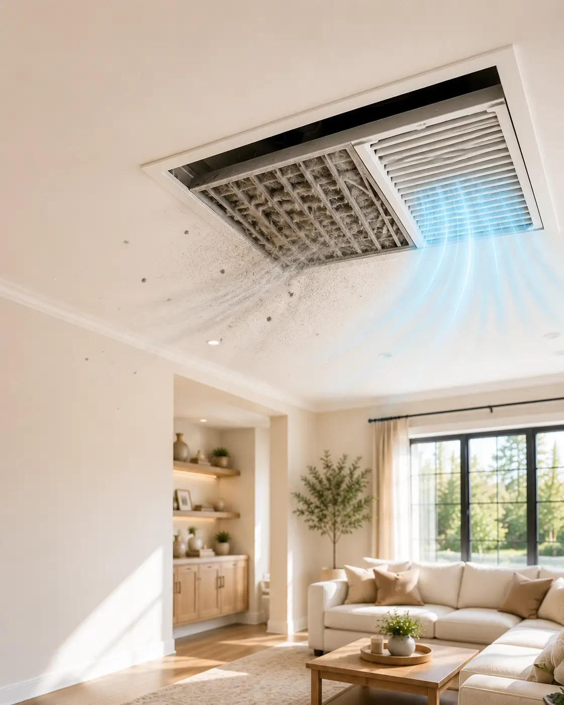 Dirty HVAC air filter causing poor airflow and system issues in Richmond TX
